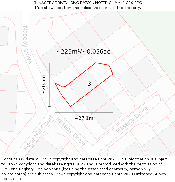3, NASEBY DRIVE, LONG EATON, NOTTINGHAM, NG10 1PG: Plot and title map