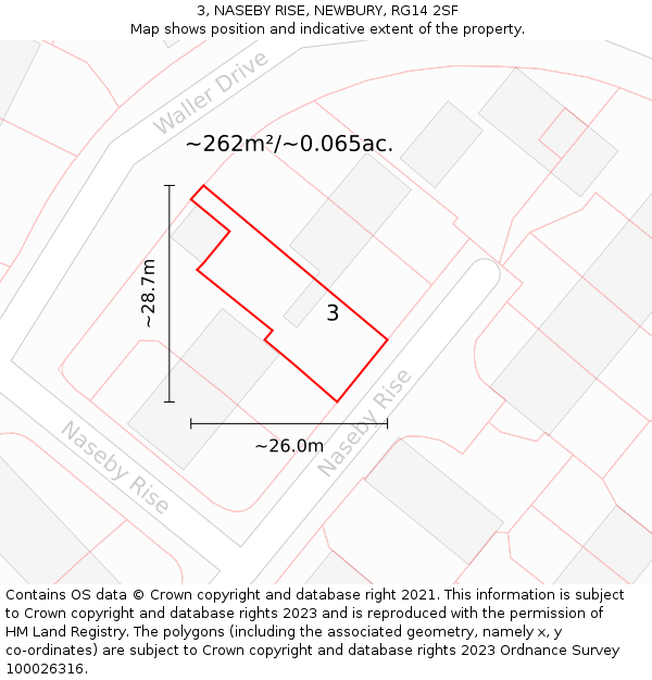 3, NASEBY RISE, NEWBURY, RG14 2SF: Plot and title map