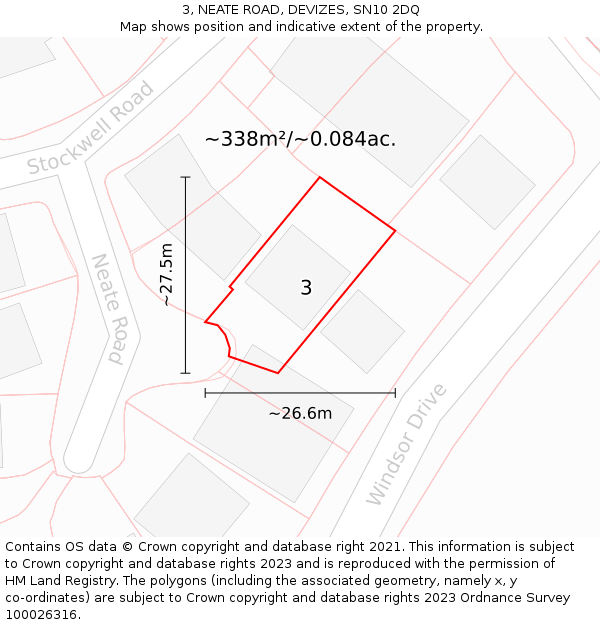 3, NEATE ROAD, DEVIZES, SN10 2DQ: Plot and title map