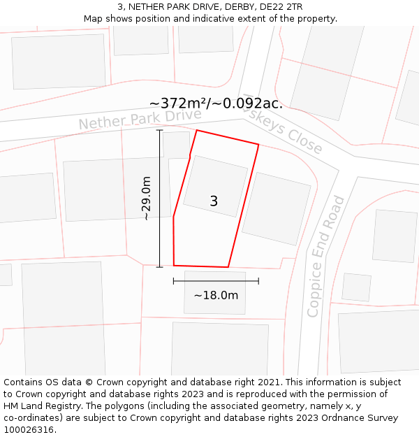 3, NETHER PARK DRIVE, DERBY, DE22 2TR: Plot and title map