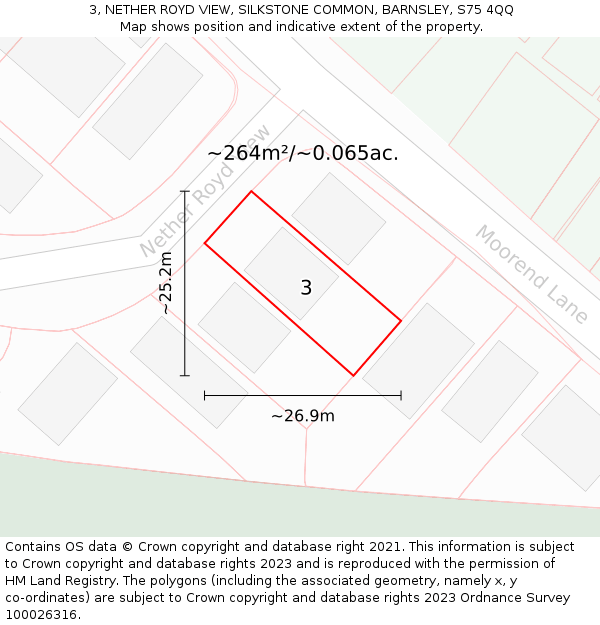 3, NETHER ROYD VIEW, SILKSTONE COMMON, BARNSLEY, S75 4QQ: Plot and title map