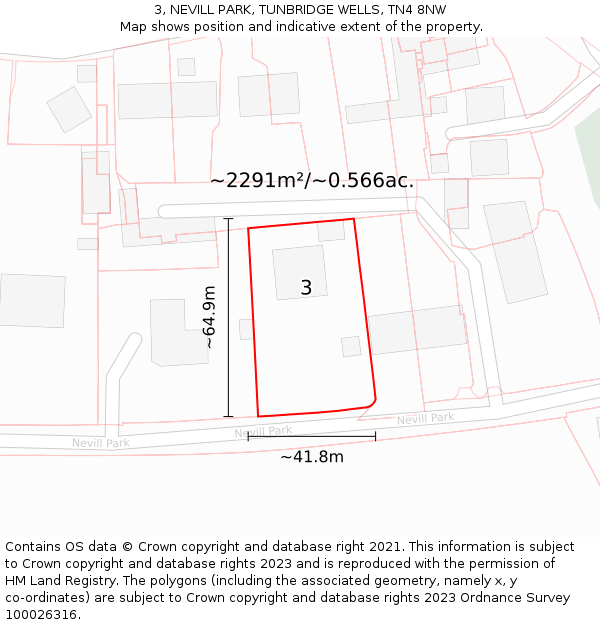 3, NEVILL PARK, TUNBRIDGE WELLS, TN4 8NW: Plot and title map