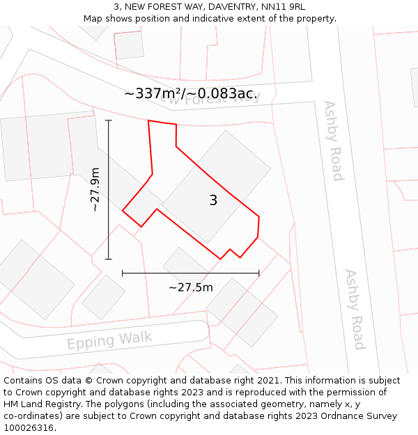 3, NEW FOREST WAY, DAVENTRY, NN11 9RL: Plot and title map