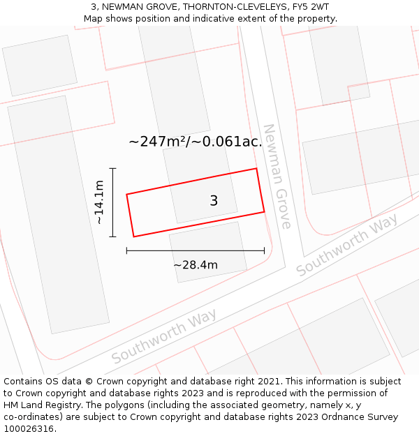 3, NEWMAN GROVE, THORNTON-CLEVELEYS, FY5 2WT: Plot and title map