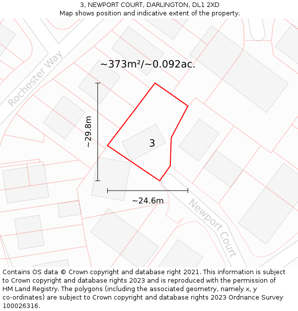 3, NEWPORT COURT, DARLINGTON, DL1 2XD: Plot and title map