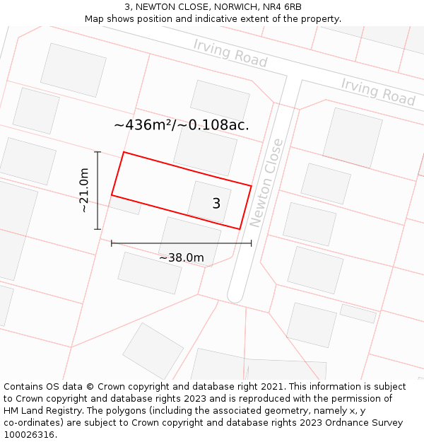 3, NEWTON CLOSE, NORWICH, NR4 6RB: Plot and title map
