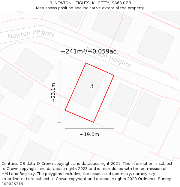 3, NEWTON HEIGHTS, KILGETTY, SA68 0ZB: Plot and title map