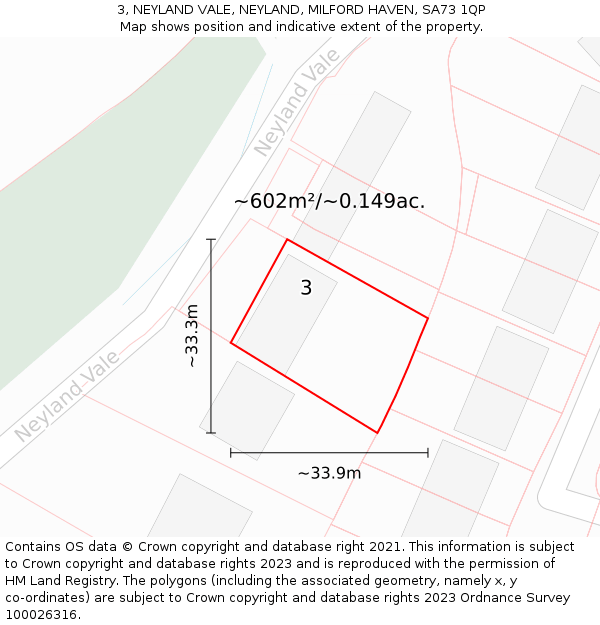 3, NEYLAND VALE, NEYLAND, MILFORD HAVEN, SA73 1QP: Plot and title map