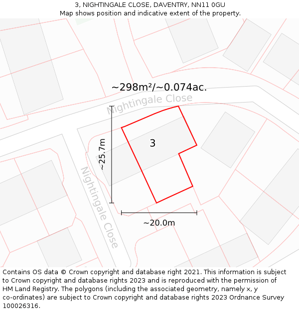 3, NIGHTINGALE CLOSE, DAVENTRY, NN11 0GU: Plot and title map