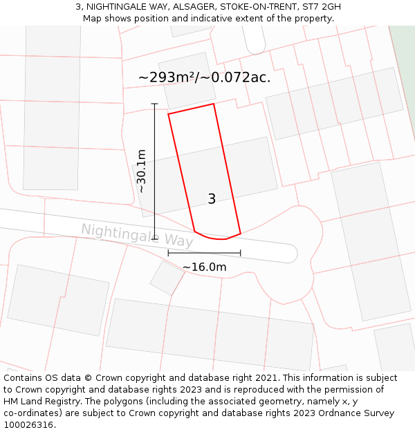3, NIGHTINGALE WAY, ALSAGER, STOKE-ON-TRENT, ST7 2GH: Plot and title map