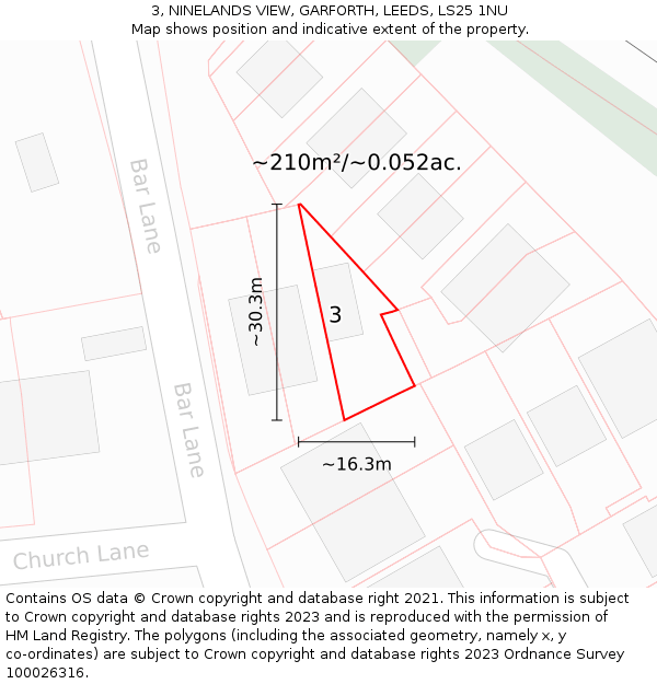 3, NINELANDS VIEW, GARFORTH, LEEDS, LS25 1NU: Plot and title map