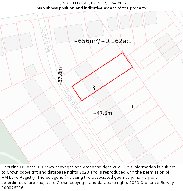 3, NORTH DRIVE, RUISLIP, HA4 8HA: Plot and title map