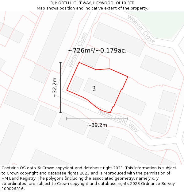 3, NORTH LIGHT WAY, HEYWOOD, OL10 3FP: Plot and title map