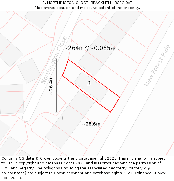 3, NORTHINGTON CLOSE, BRACKNELL, RG12 0XT: Plot and title map