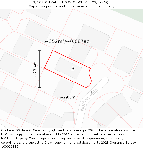 3, NORTON VALE, THORNTON-CLEVELEYS, FY5 5QB: Plot and title map