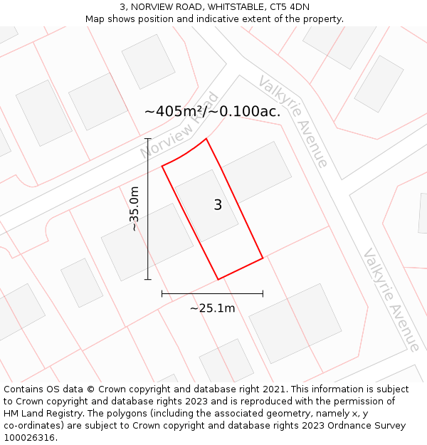 3, NORVIEW ROAD, WHITSTABLE, CT5 4DN: Plot and title map