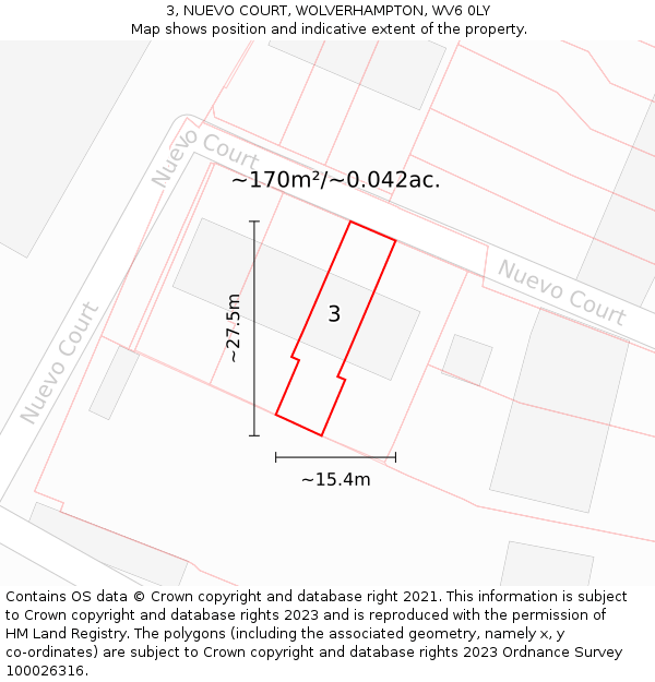 3, NUEVO COURT, WOLVERHAMPTON, WV6 0LY: Plot and title map