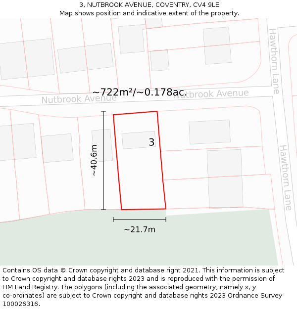 3, NUTBROOK AVENUE, COVENTRY, CV4 9LE: Plot and title map