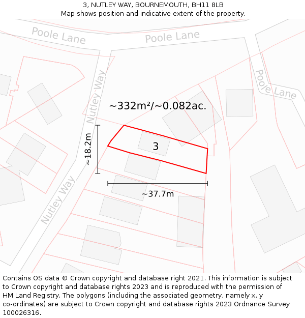 3, NUTLEY WAY, BOURNEMOUTH, BH11 8LB: Plot and title map