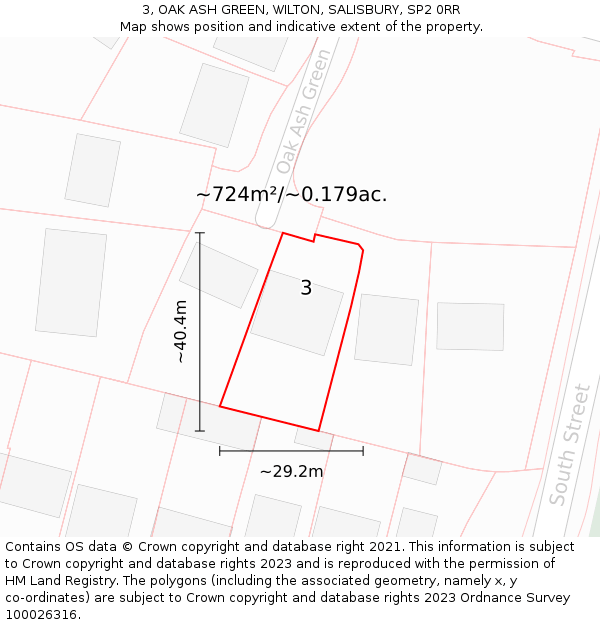 3, OAK ASH GREEN, WILTON, SALISBURY, SP2 0RR: Plot and title map