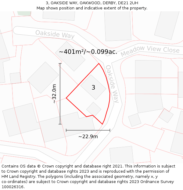 3, OAKSIDE WAY, OAKWOOD, DERBY, DE21 2UH: Plot and title map