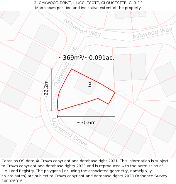 3, OAKWOOD DRIVE, HUCCLECOTE, GLOUCESTER, GL3 3JF: Plot and title map