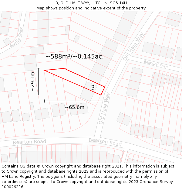 3, OLD HALE WAY, HITCHIN, SG5 1XH: Plot and title map
