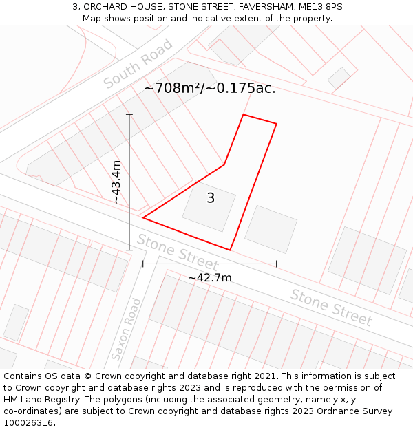 3, ORCHARD HOUSE, STONE STREET, FAVERSHAM, ME13 8PS: Plot and title map