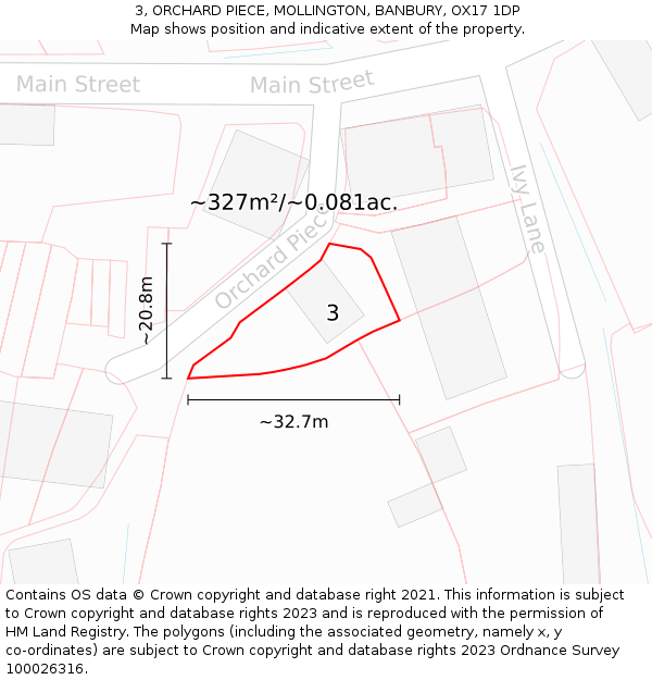 3, ORCHARD PIECE, MOLLINGTON, BANBURY, OX17 1DP: Plot and title map