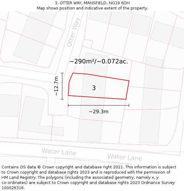 3, OTTER WAY, MANSFIELD, NG19 6DH: Plot and title map