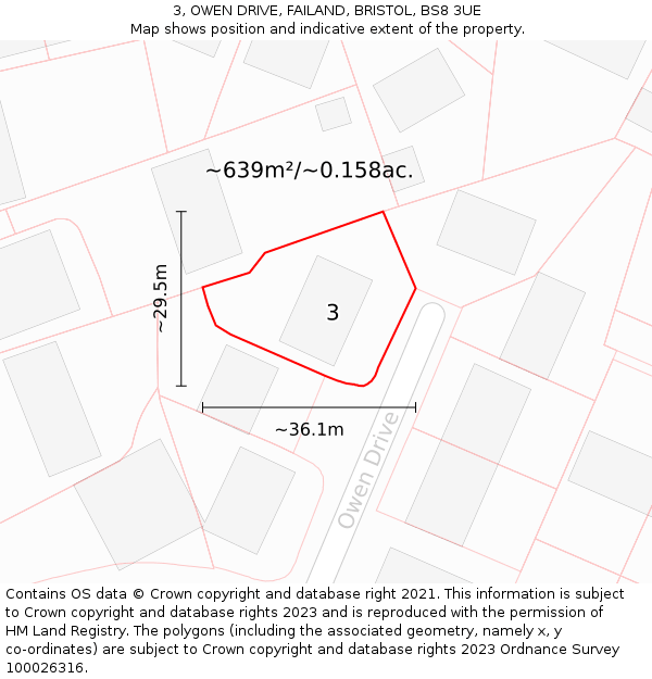 3, OWEN DRIVE, FAILAND, BRISTOL, BS8 3UE: Plot and title map