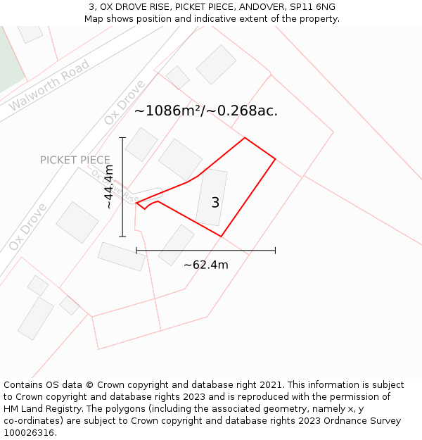 3, OX DROVE RISE, PICKET PIECE, ANDOVER, SP11 6NG: Plot and title map