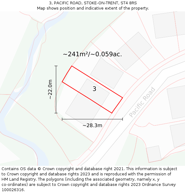 3, PACIFIC ROAD, STOKE-ON-TRENT, ST4 8RS: Plot and title map