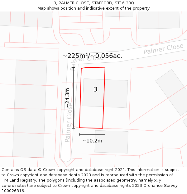 3, PALMER CLOSE, STAFFORD, ST16 3RQ: Plot and title map