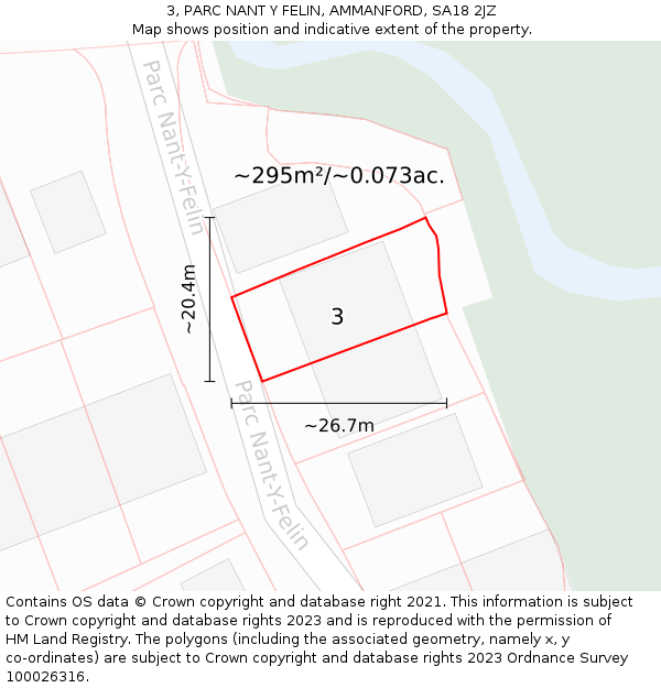 3, PARC NANT Y FELIN, AMMANFORD, SA18 2JZ: Plot and title map