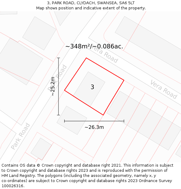 3, PARK ROAD, CLYDACH, SWANSEA, SA6 5LT: Plot and title map
