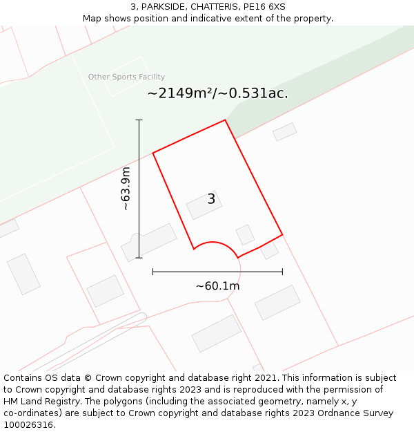 3, PARKSIDE, CHATTERIS, PE16 6XS: Plot and title map