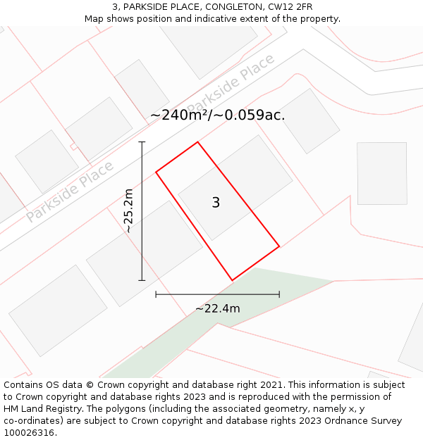3, PARKSIDE PLACE, CONGLETON, CW12 2FR: Plot and title map