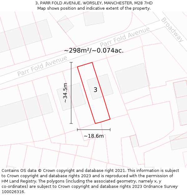 3, PARR FOLD AVENUE, WORSLEY, MANCHESTER, M28 7HD: Plot and title map