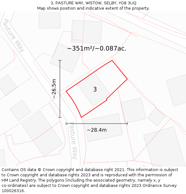 3, PASTURE WAY, WISTOW, SELBY, YO8 3UQ: Plot and title map
