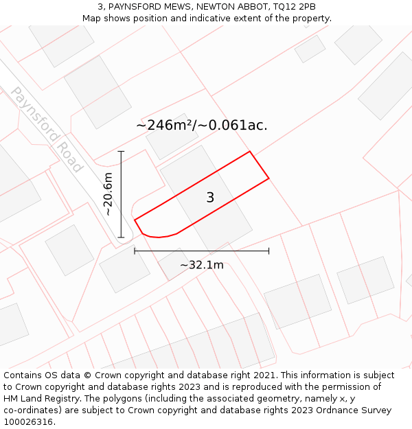 3, PAYNSFORD MEWS, NEWTON ABBOT, TQ12 2PB: Plot and title map
