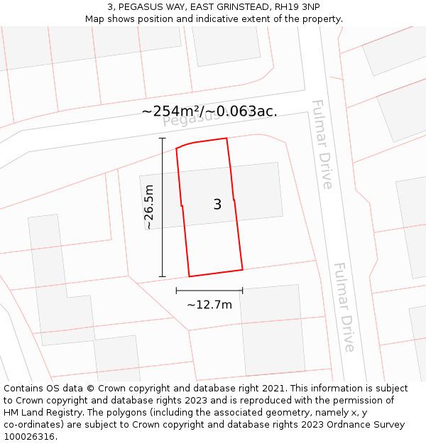 3, PEGASUS WAY, EAST GRINSTEAD, RH19 3NP: Plot and title map
