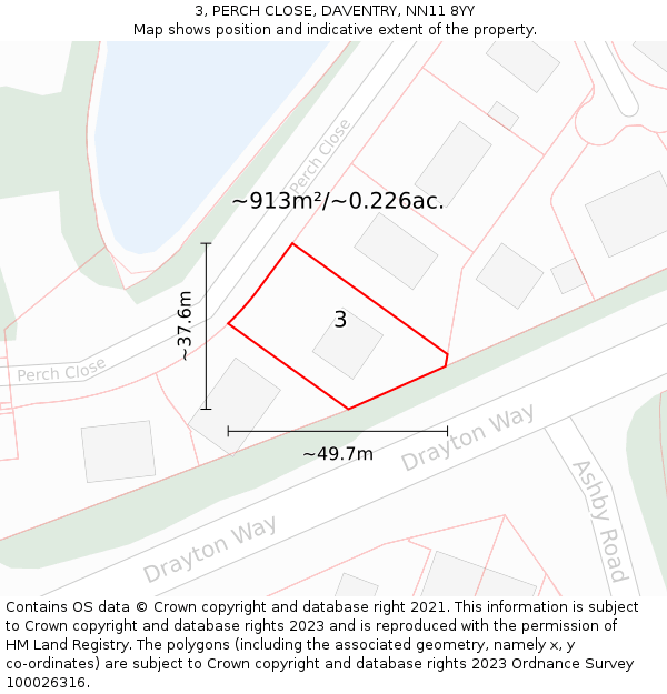 3, PERCH CLOSE, DAVENTRY, NN11 8YY: Plot and title map