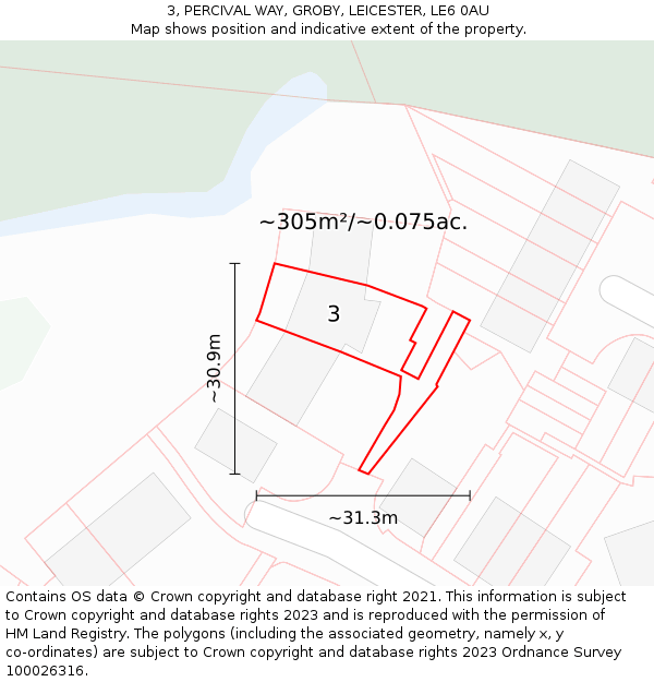 3, PERCIVAL WAY, GROBY, LEICESTER, LE6 0AU: Plot and title map