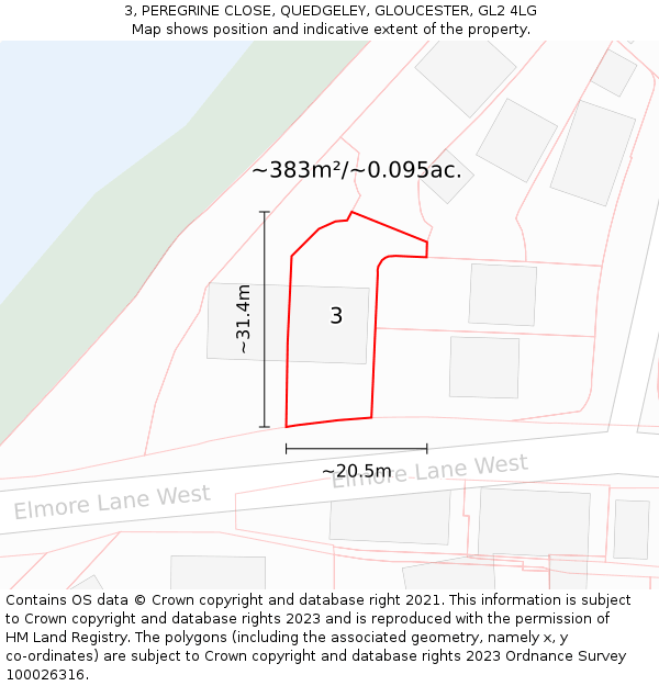 3, PEREGRINE CLOSE, QUEDGELEY, GLOUCESTER, GL2 4LG: Plot and title map