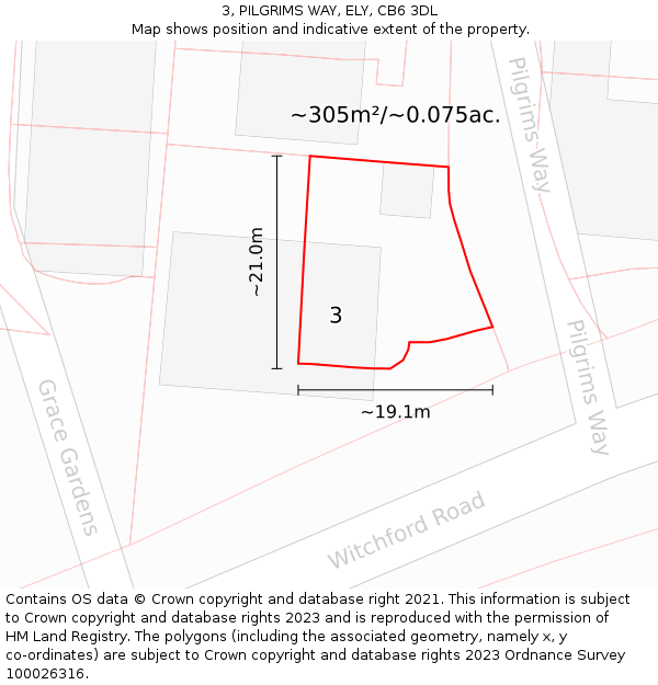 3, PILGRIMS WAY, ELY, CB6 3DL: Plot and title map