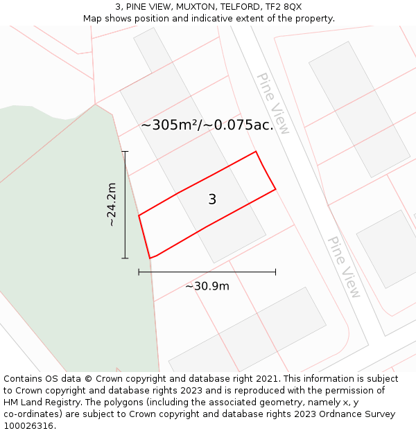 3, PINE VIEW, MUXTON, TELFORD, TF2 8QX: Plot and title map