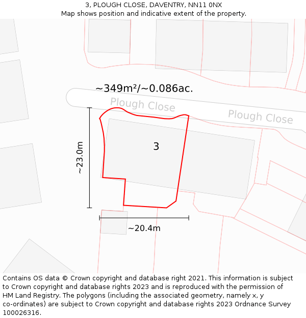 3, PLOUGH CLOSE, DAVENTRY, NN11 0NX: Plot and title map