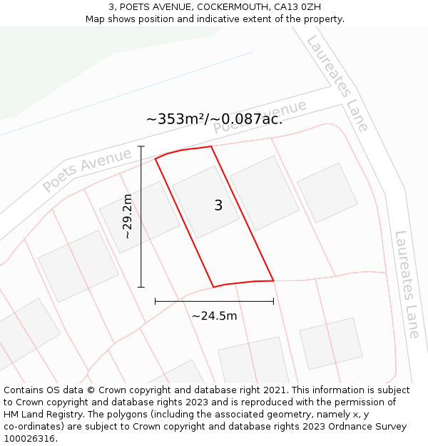3, POETS AVENUE, COCKERMOUTH, CA13 0ZH: Plot and title map
