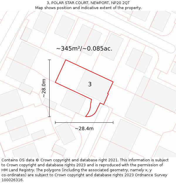 3, POLAR STAR COURT, NEWPORT, NP20 2QT: Plot and title map